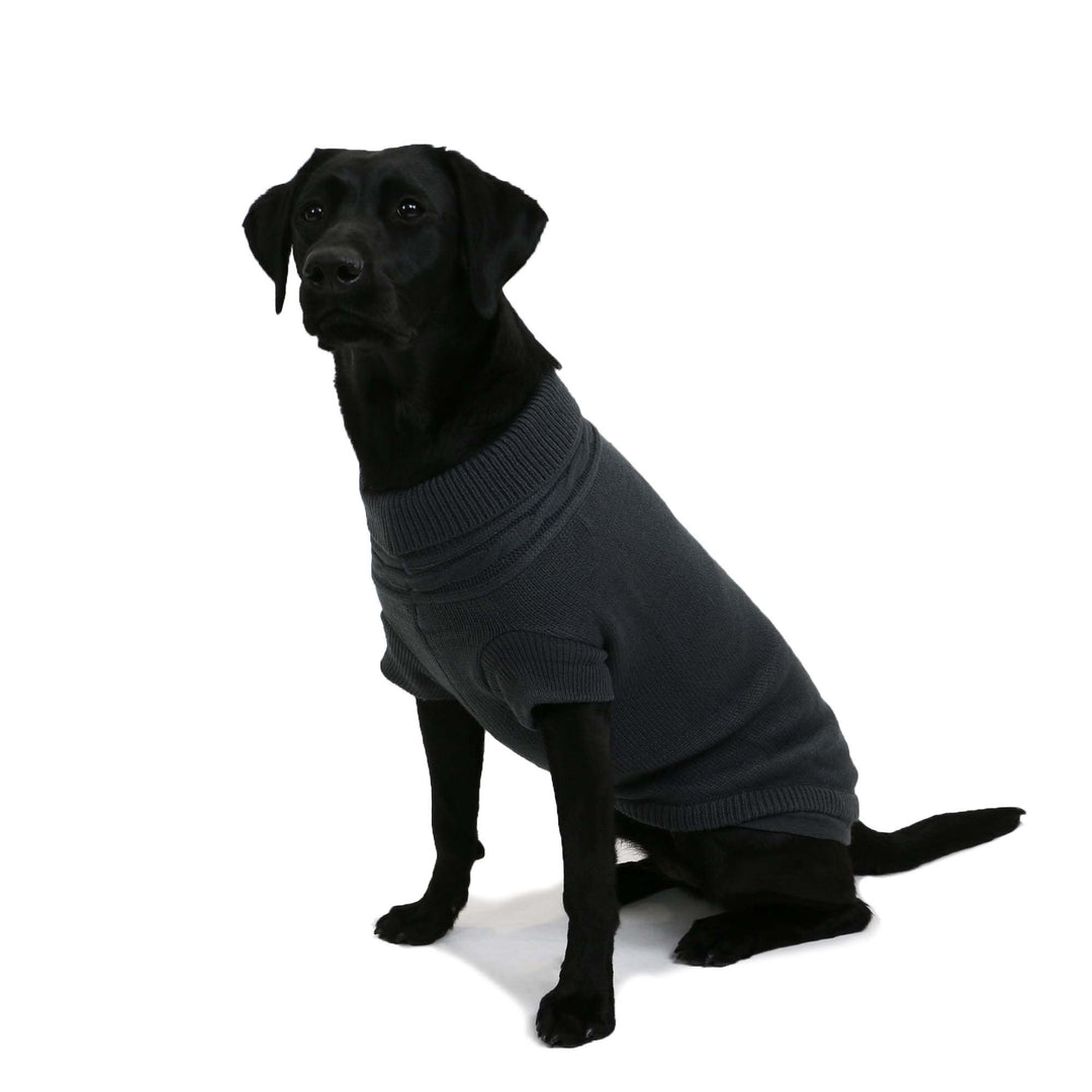 Cable Knit Dog Jumper Charcoal Grey