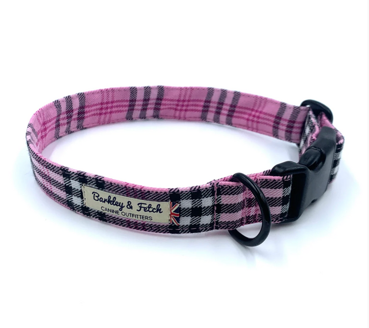 Pinkberry Pink Tartan Dog Collar