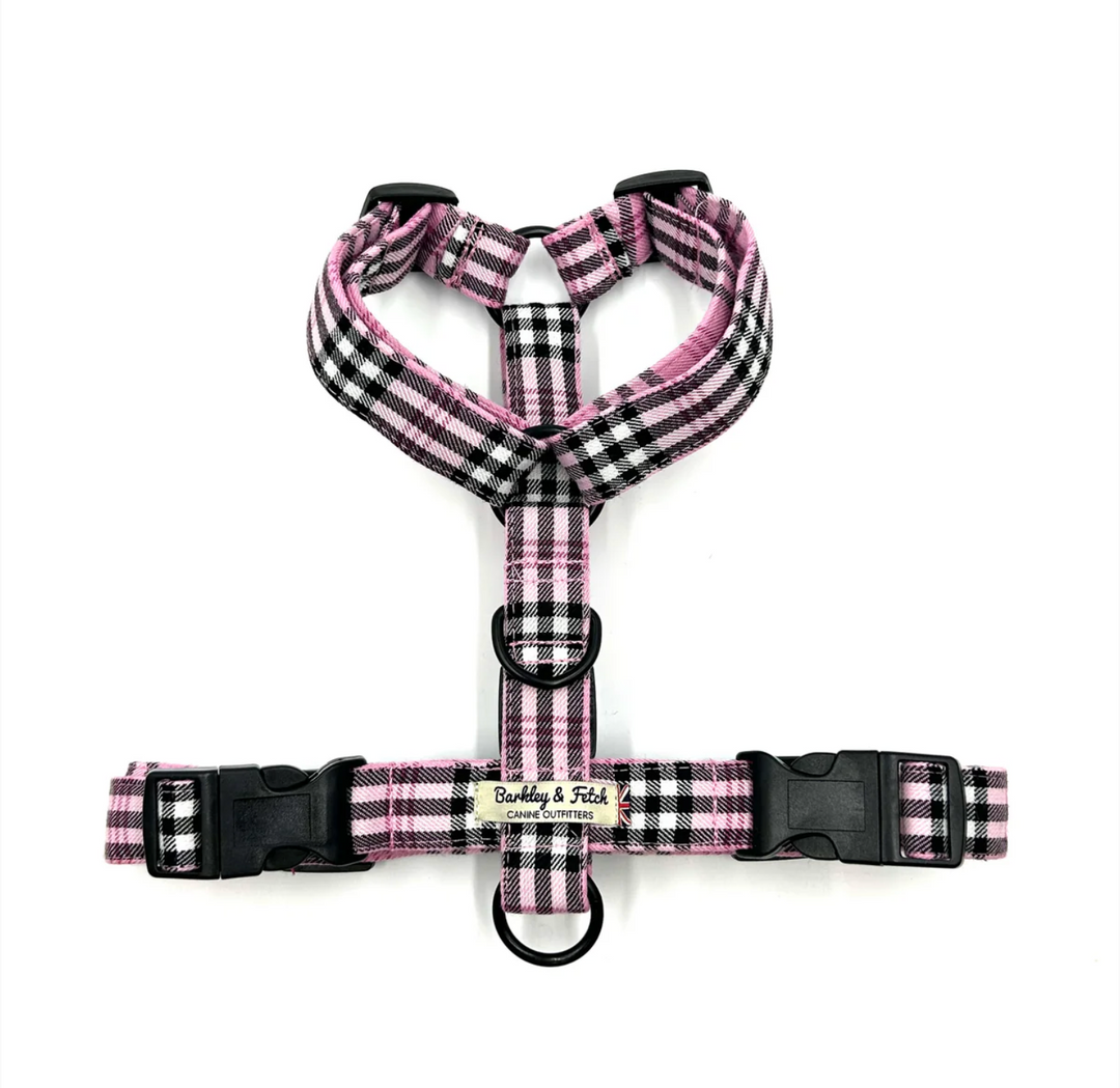 Pinkberry Pink Tartan Strap Dog Harness