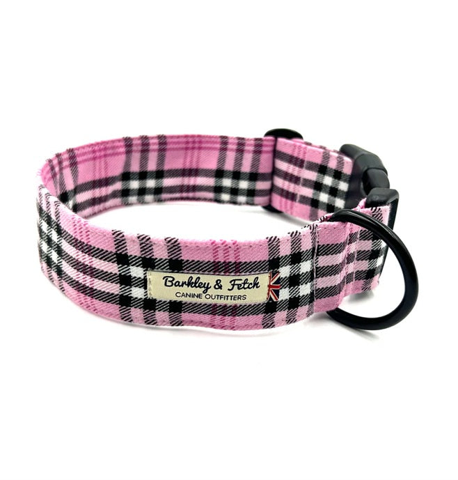 Pinkberry Pink Tartan Dog Collar