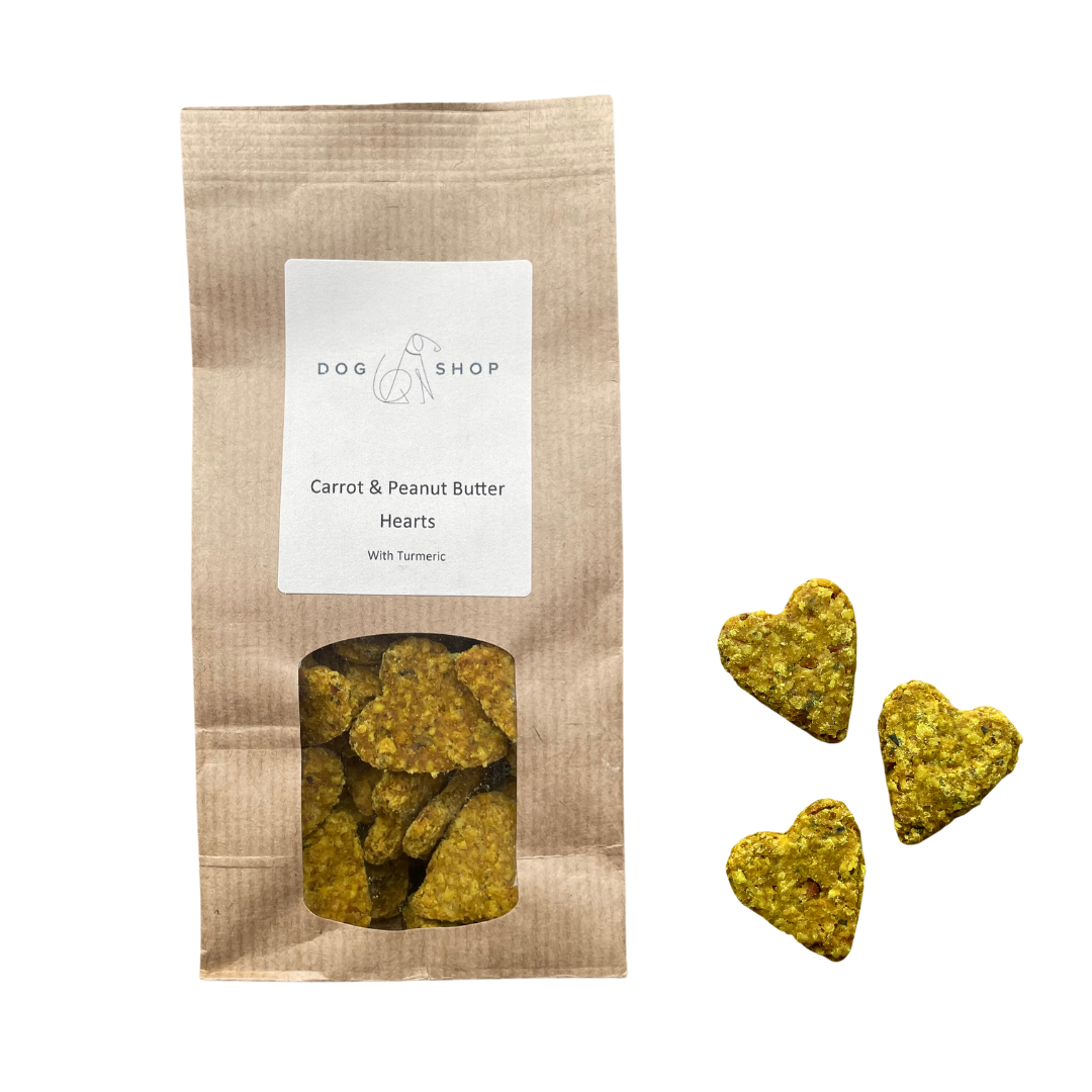 Carrot & Peanut Butter Heart Dog Biscuits 100g