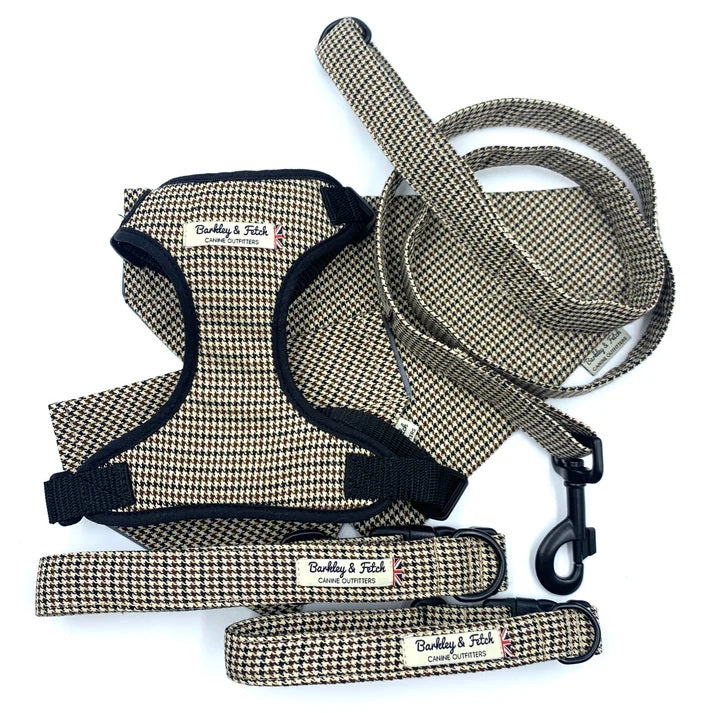 Stone Dogtooth Check Dog Lead