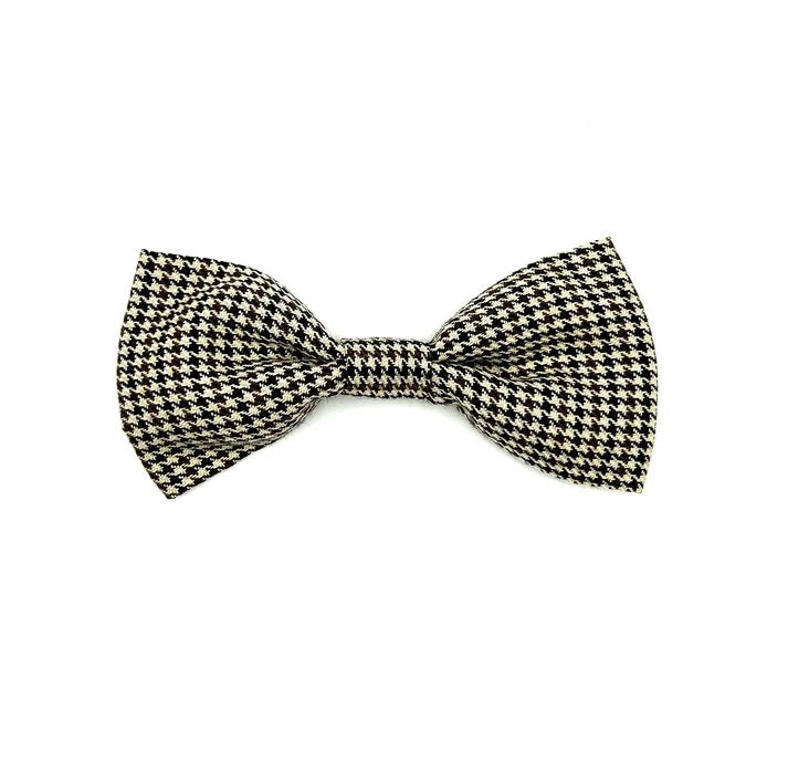 Stone Dogtooth Check Bow Tie