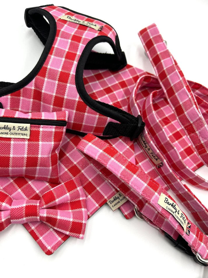 Pink/Red Check Dog Harness