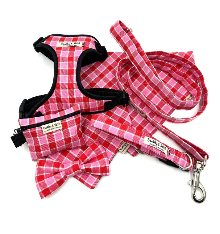 Pink/Red Check Dog Lead
