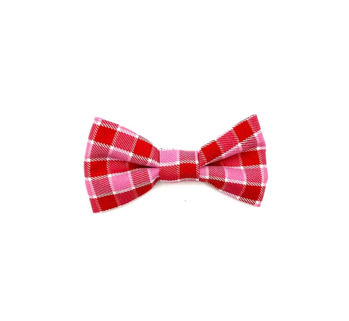 Pink/Red Check Dog Bow Tie