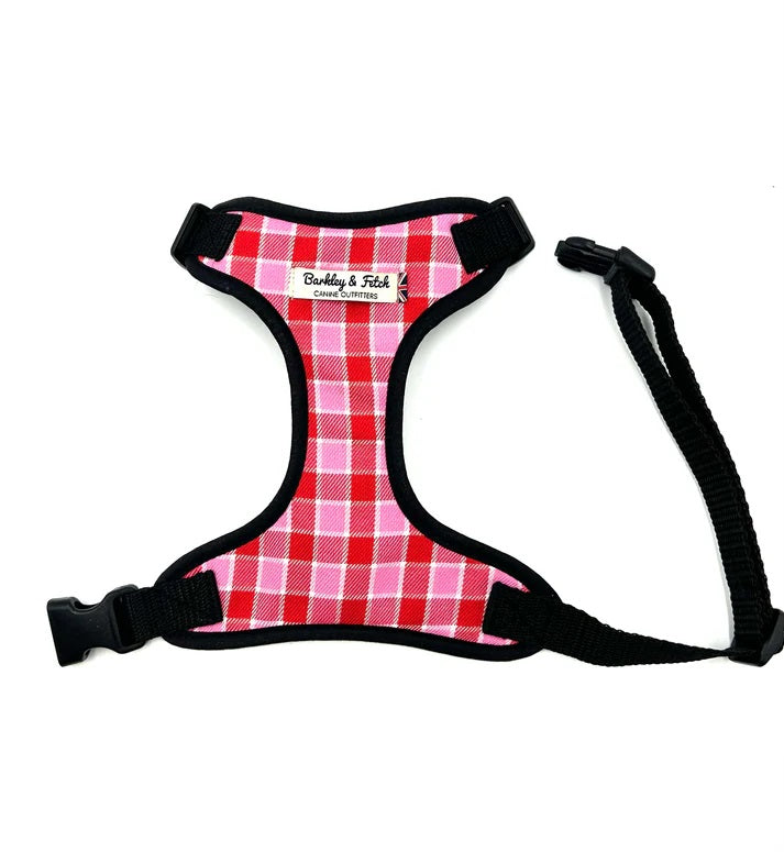Pink/Red Check Dog Harness