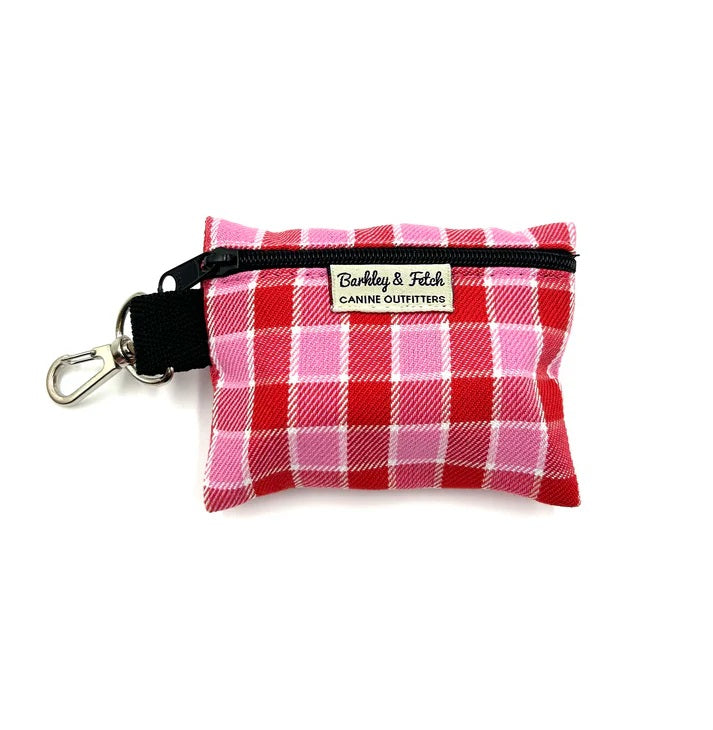 Pink/Red Check Poo Bag