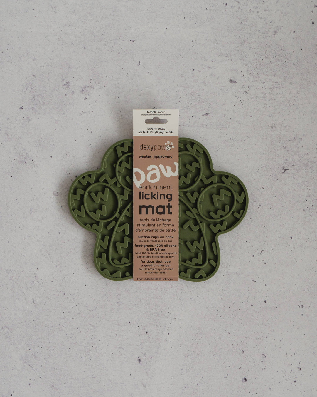 Paw Print Enrichment Lick Mat in Army Green