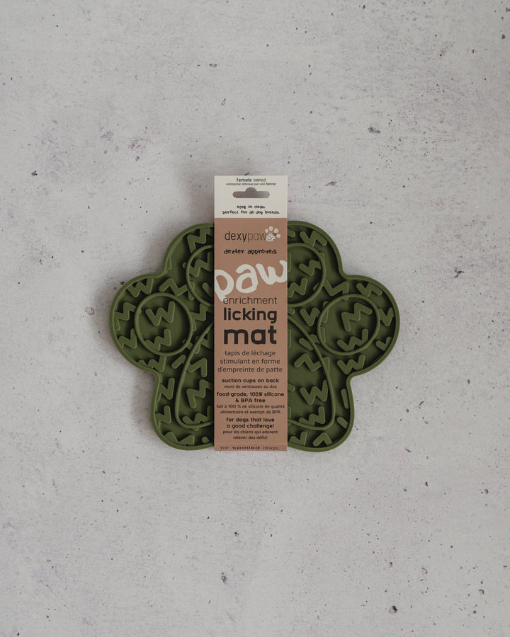 Paw Print Enrichment Lick Mat in Army Green