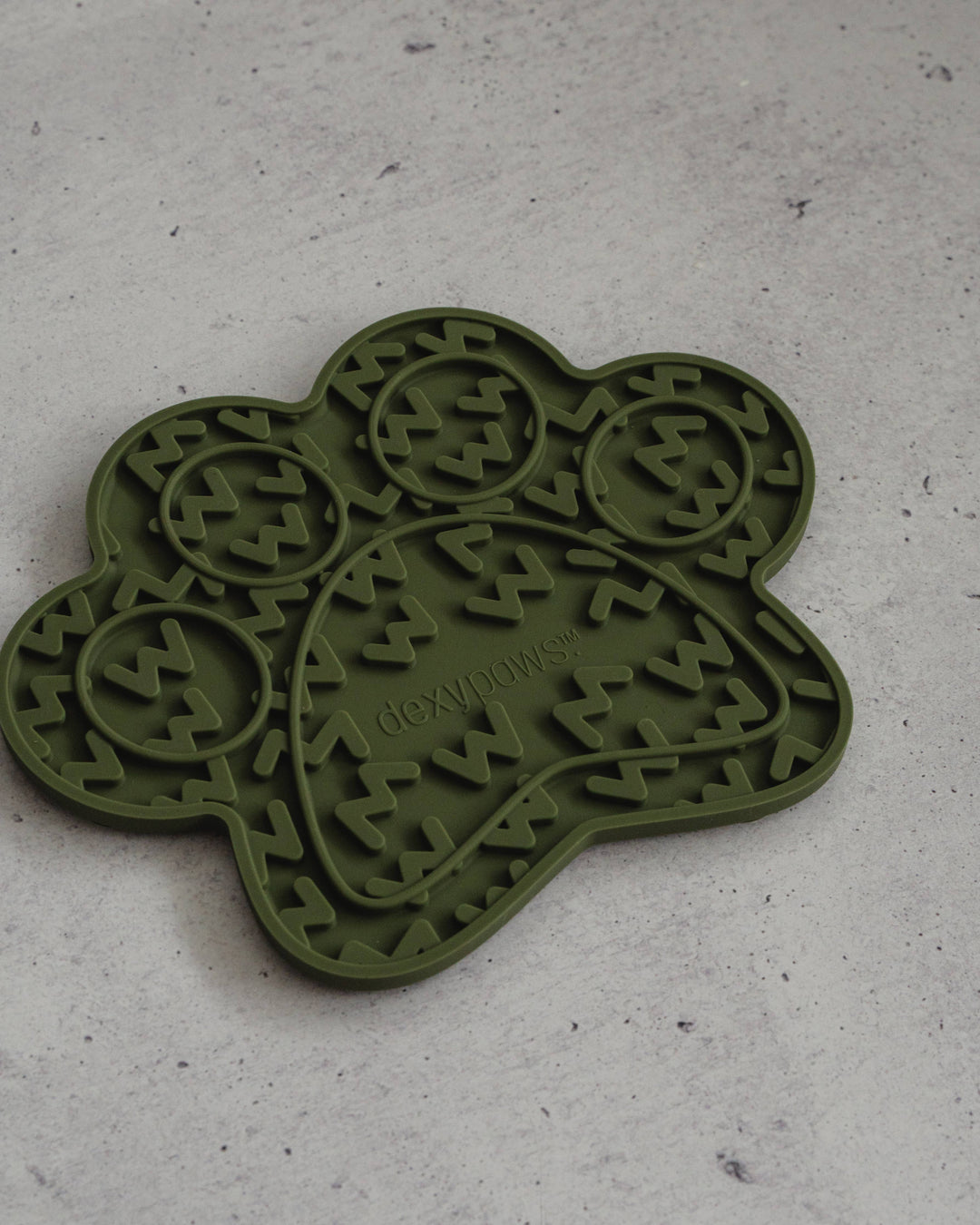 Paw Print Enrichment Lick Mat in Army Green