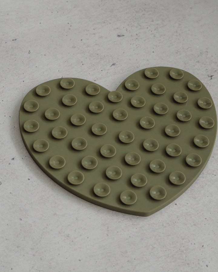 Heart Shaped Dog Enrichment Lick Mat in Khaki