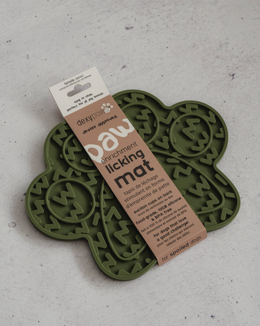 Paw Print Enrichment Lick Mat in Army Green