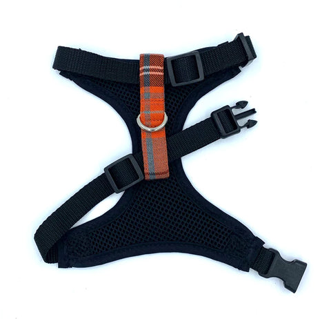 Orange/Grey Tartan Dog Harness