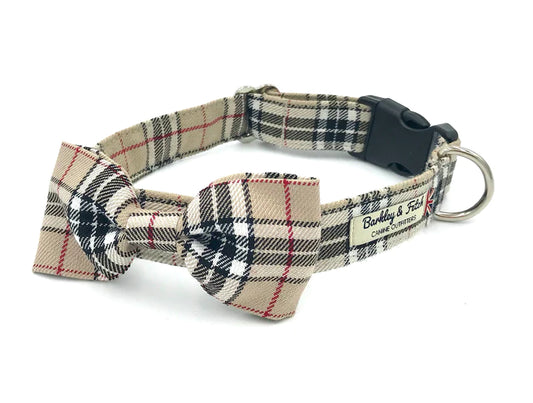 Caramel Tartan Dog Bow-Tie