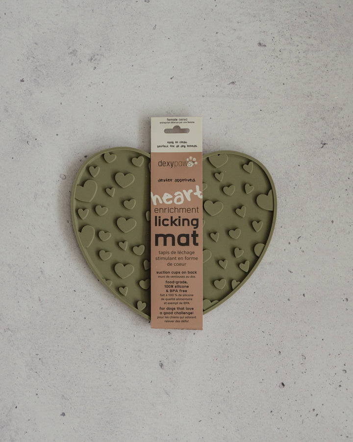 Heart Shaped Dog Enrichment Lick Mat in Khaki