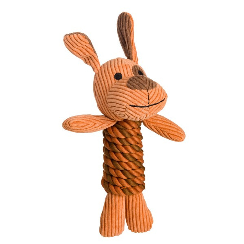 Brown Cord Dog with Rope Dog Toy