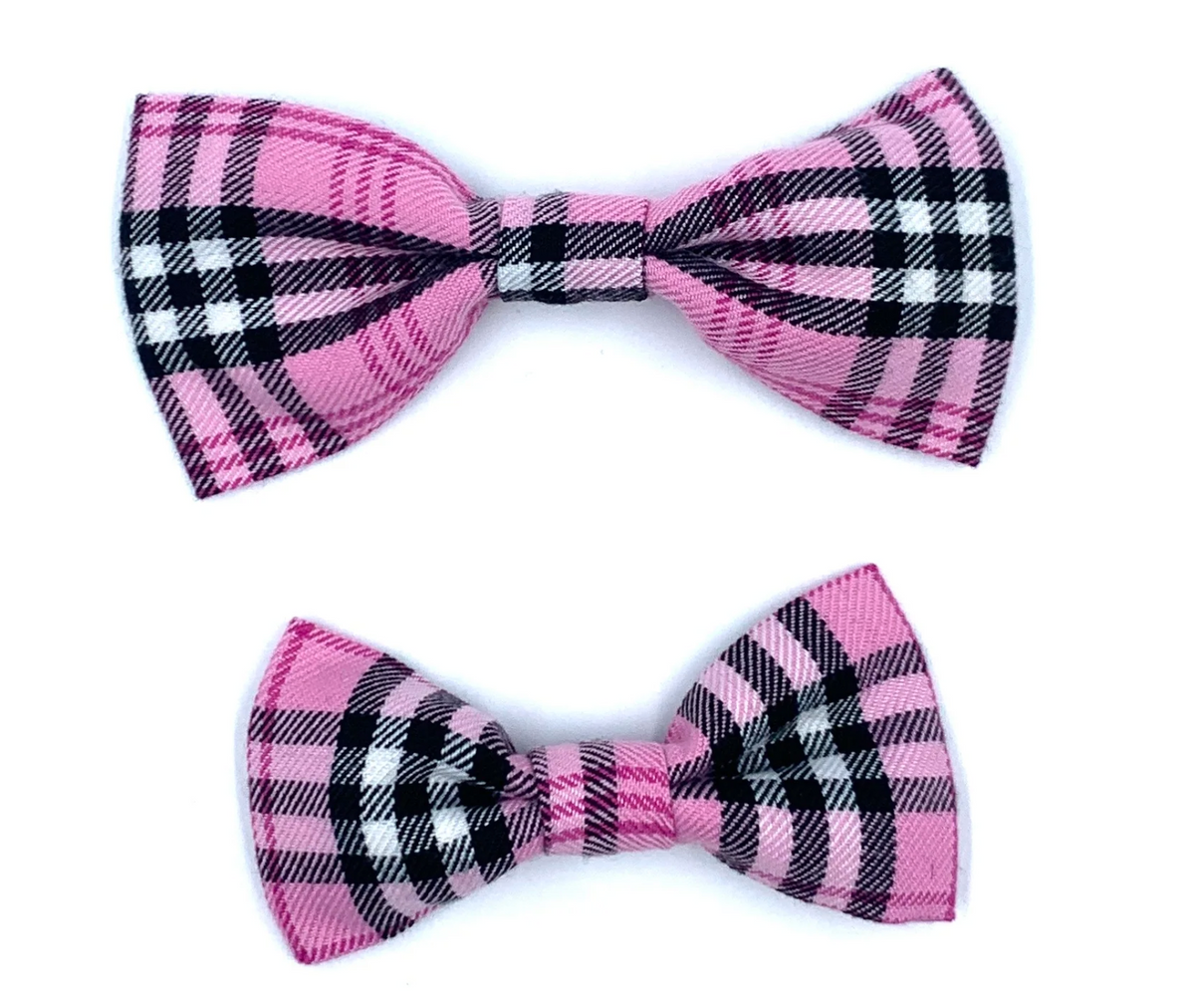 Pinkberry Pink Tartan Dog Bow-Tie