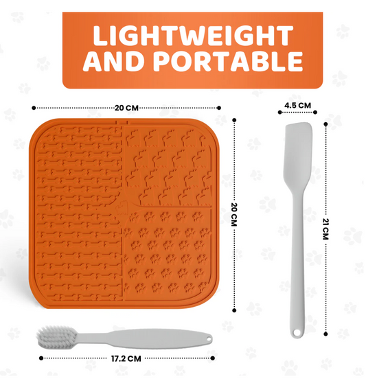 Lick Mat for Dogs with Spreader and Brush