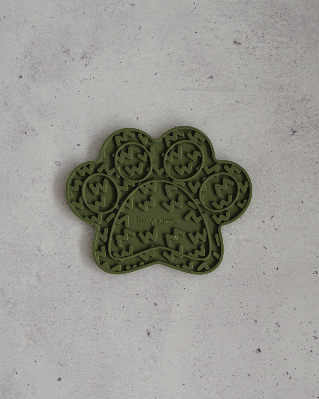 Paw Print Enrichment Lick Mat in Army Green