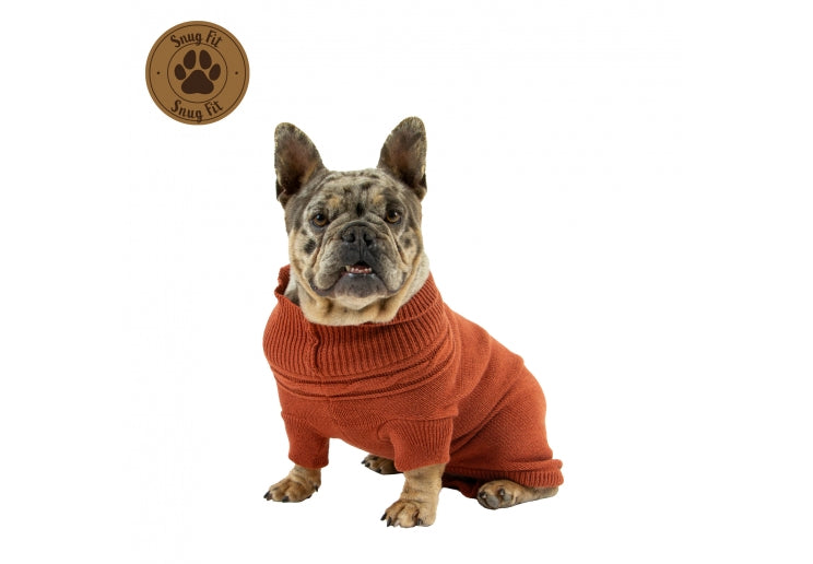 Cable Knit Dog Jumper Terracotta