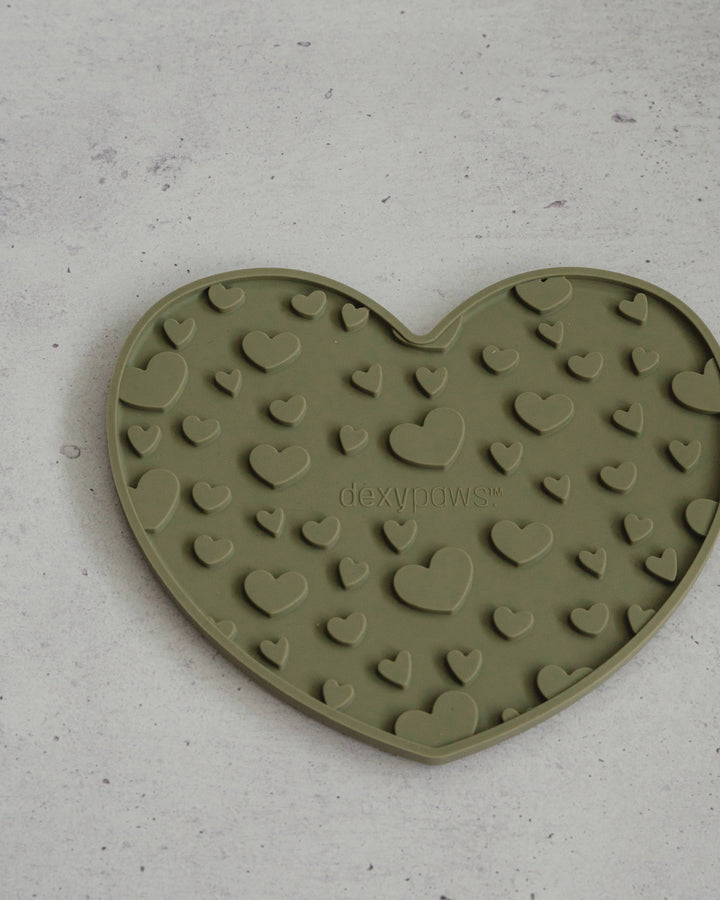Heart Shaped Dog Enrichment Lick Mat in Khaki